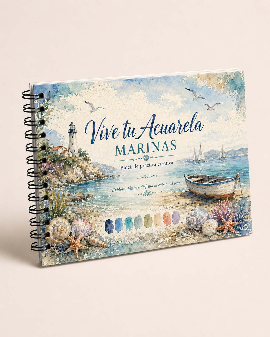 Mockup del block Vive tu Acuarela Marinas
