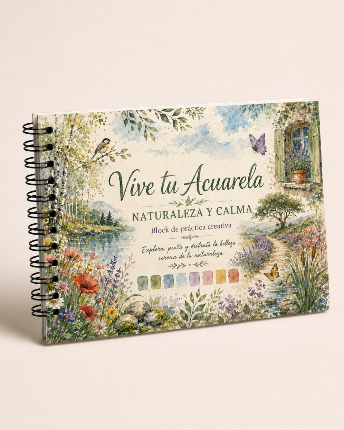 Mockup del block Vive tu Acuarela Naturaleza y Calma